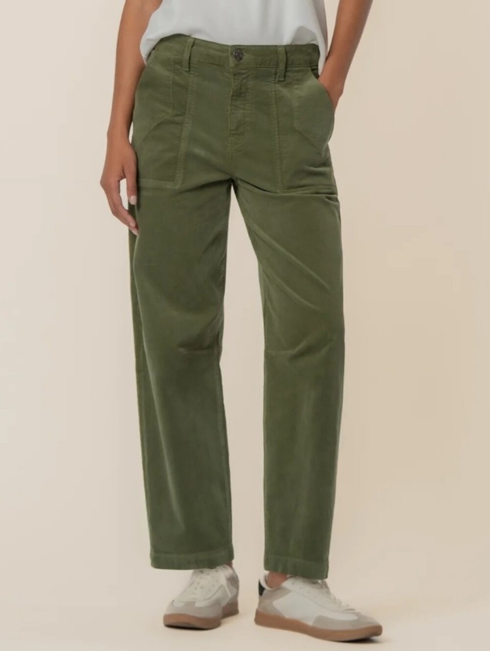 Kut From The Kloth Ashton Corduroy High Rise Barrel Pants Size 6 Birch Green